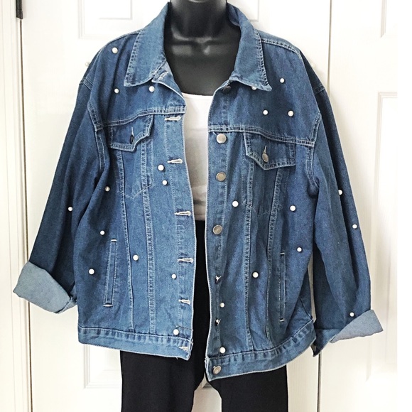 pearl studded denim jacket